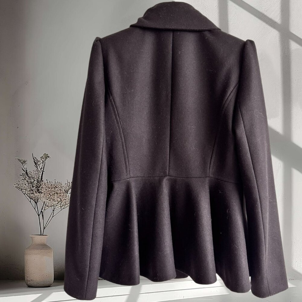 Ted Baker Sollel Black Wool-Cashmere Peplum Coat - Picture 3 of 12